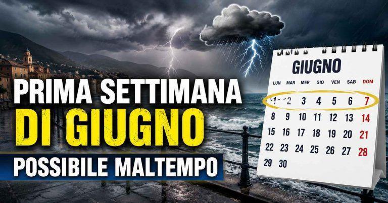 Meteo Italia, giugno inizia con maltempo e temporali anche intensi su alcune regioni, ecco l’evoluzione